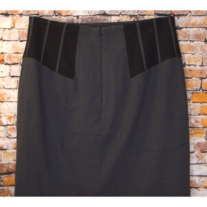 Y2K Worthington Black Skirt Check Kick Pleat Size L Zipper/Hook